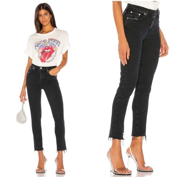 Agolde Toni Mid Rise Straight Jeans in Feral Black 27 - Picture 1 of 11